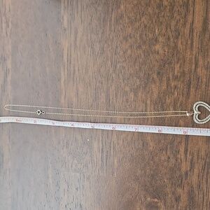 EUC>>925 Silver w/Gold Plate Diamond Interlocking Heart Pendant & 18" Necklace